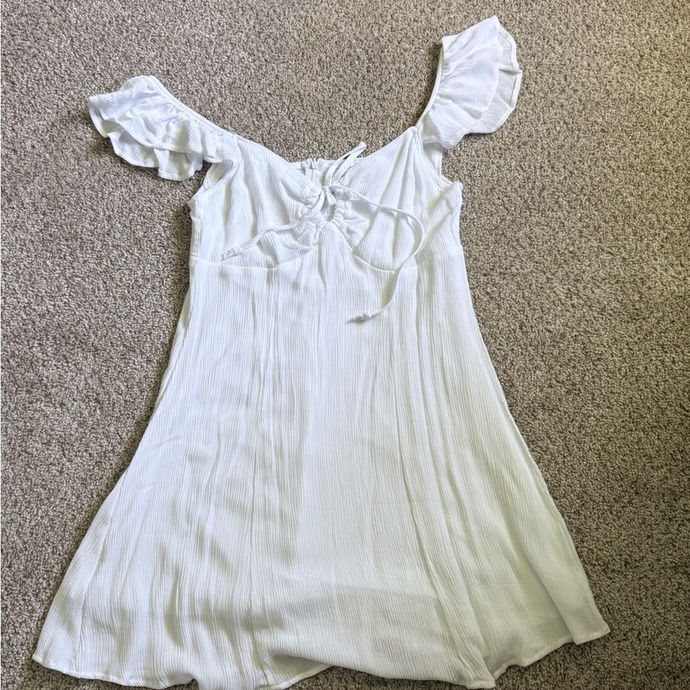 PacSun Women’s White Ruffled Tie-Front Summer Dress